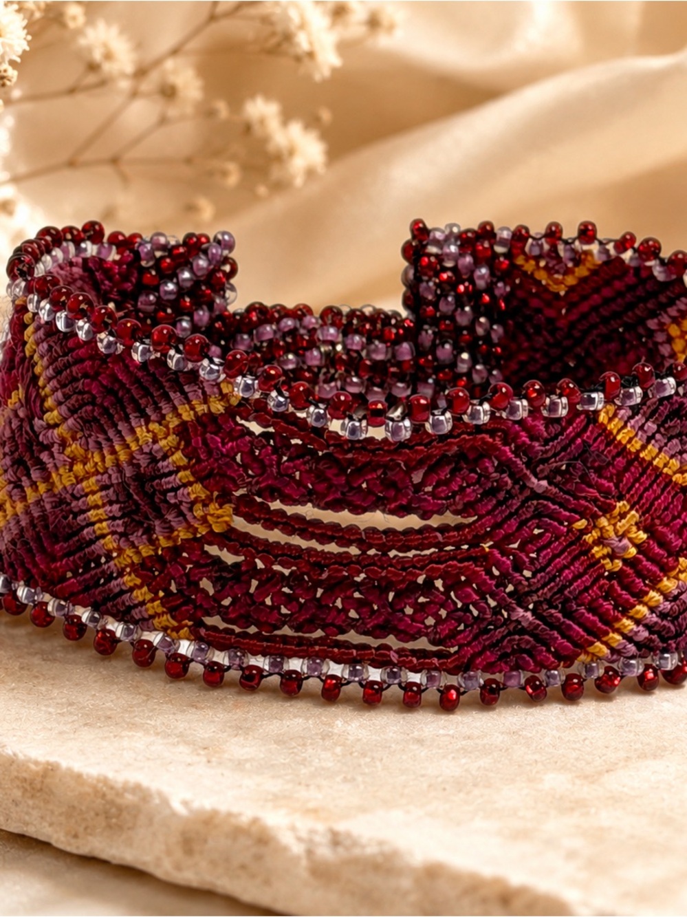 Handwoven Guatemalan Beaded Cuff Bracelet